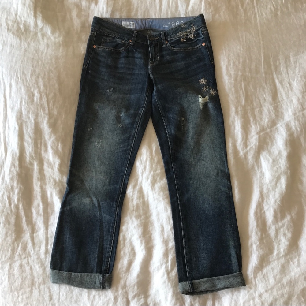 GAP Floral Embroidered Jeans